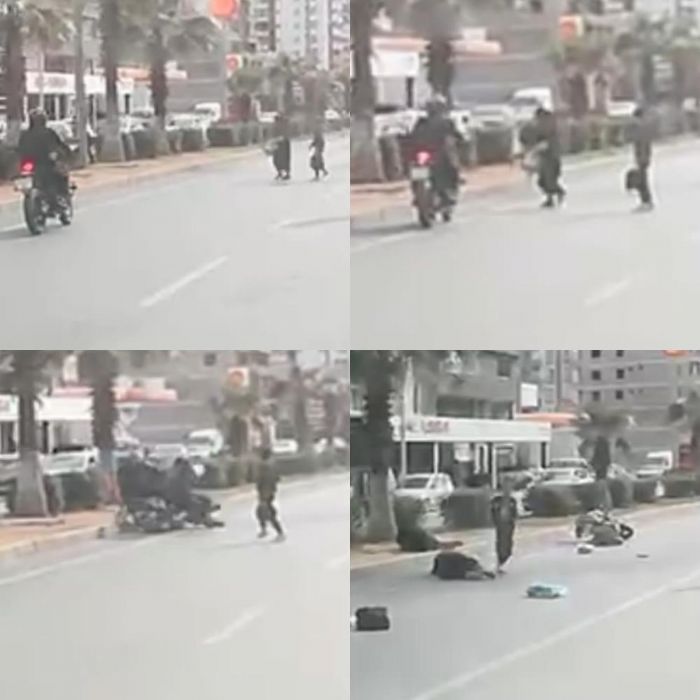 Motosiklet yayaya �arpt�, o anlar ara� kameras�na yans�d�: 2 yaral�